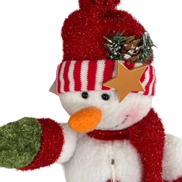 Vintage Christmas Snowman Plush Free Standing u Table Decor Weighted 10 in - Picture 2 of 3